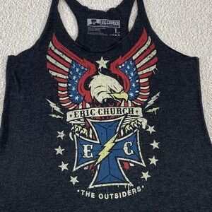 Eric Church Black Graphic Tank with Patriotic Eagle woman’s large super soft